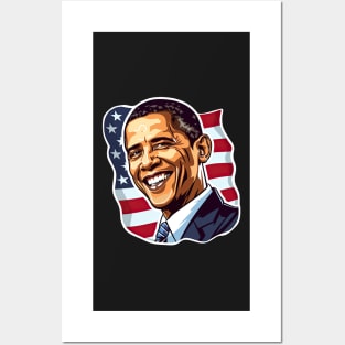 Barack Obama American Flag Posters and Art